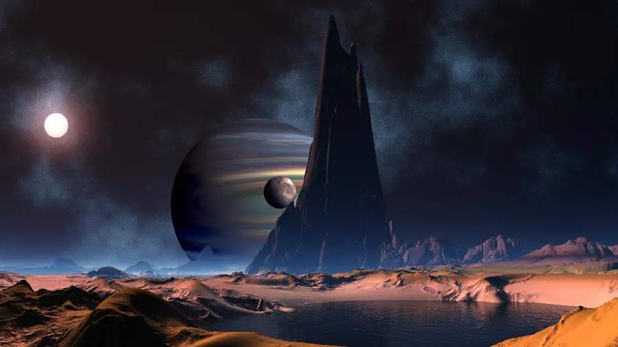 Awesome Wallpaper with Strange Planet Graphic Design