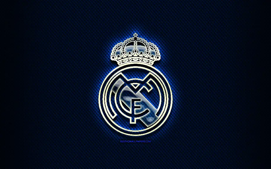 Stock image of the Real Madrid logo with a blue blaze