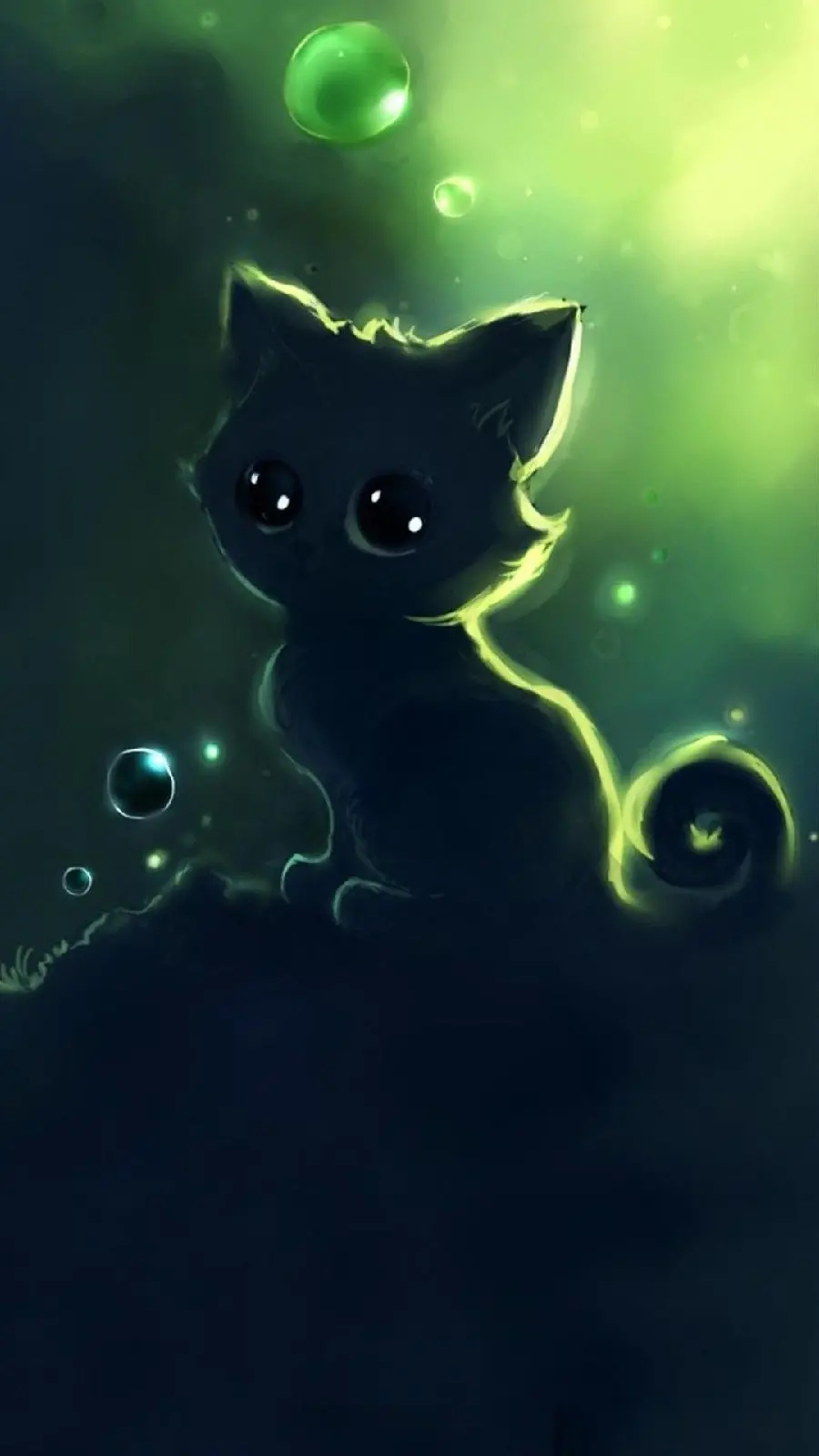 Download Background New sad cat wallpaper with green and black theme 