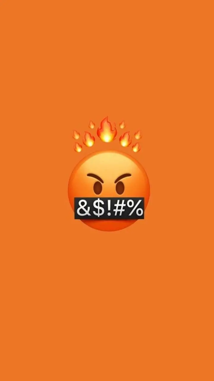New wallpaper with angry emoji design and orange background for phone 