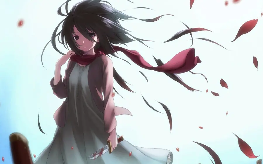 Background of Mikasa Ackerman in Attack on Titan with an Innocent and Beautiful Face