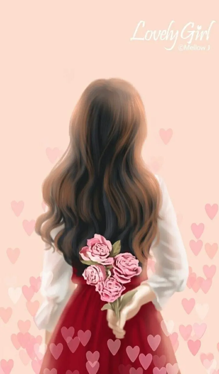 Classy girl's image with a red skirt and a beautiful bouquet of flowers behind her suitable for Telegram
