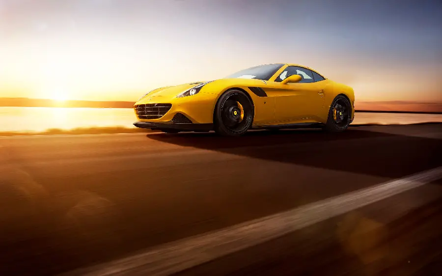 Yellow Ferrari car in an ideal view with Full HD quality 
