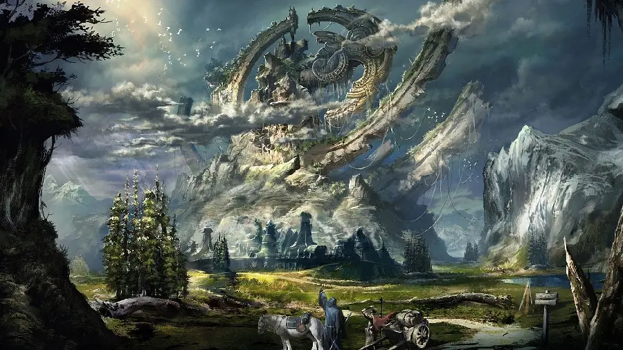 Fantasy background from the magical land for the computer