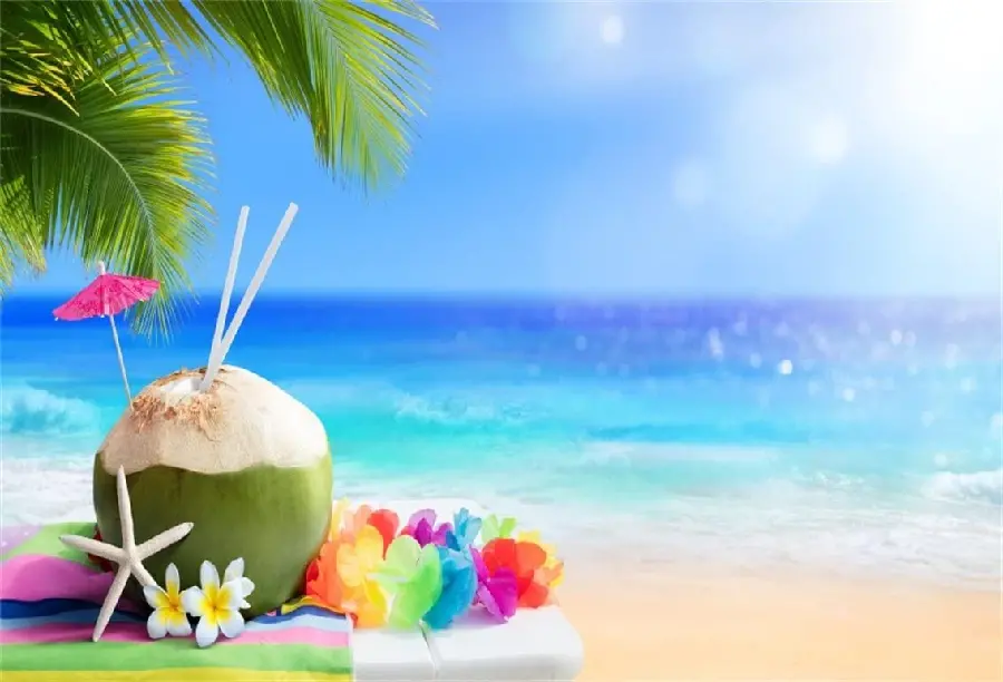 Download a magical graphic photo of a colorful and glazed coconut drink with eye-catching decorations in HD quality