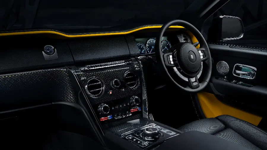Rolls Royce interior in attractive black color suitable for laptop background