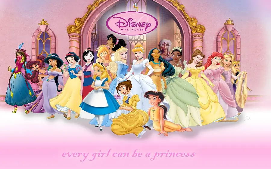 Popular girly poster of various princesses in 8K quality 