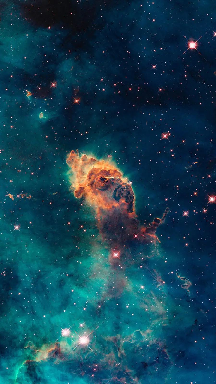 Orange nebula background with medium green volume