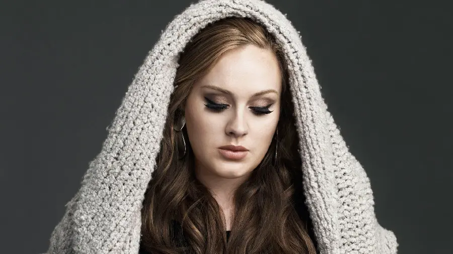 Download mysterious background with closed eyes and texture cover of the famous British singer Adele