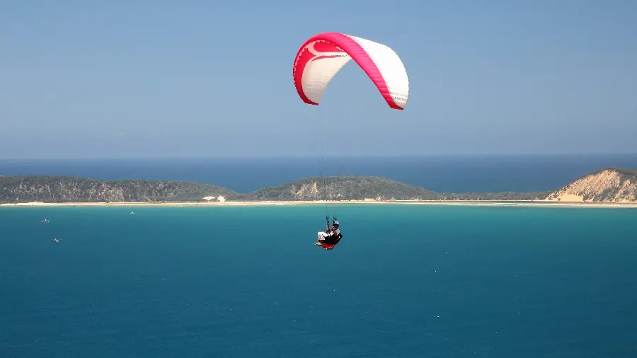 Beautiful and pleasant wallpaper of paragliding over the sea in 4k quality 