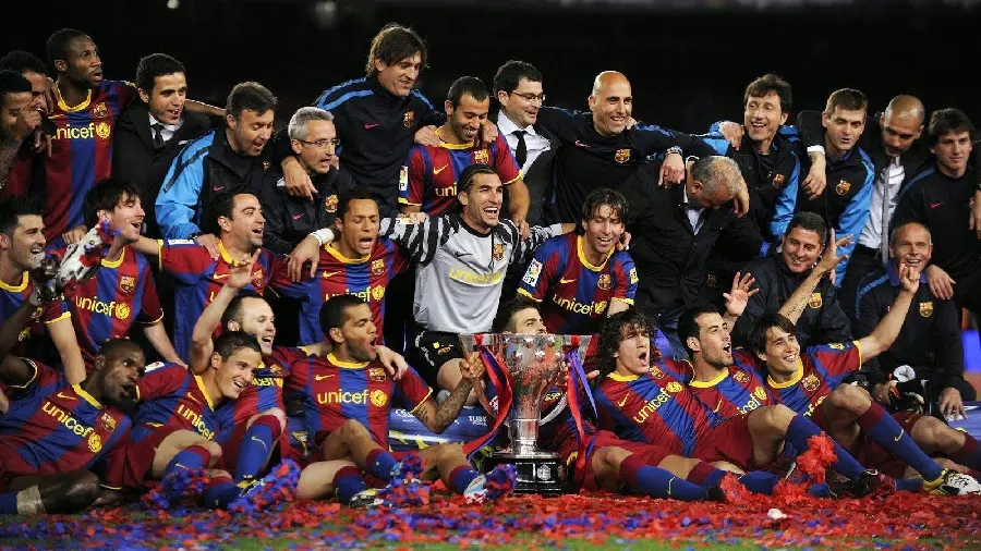 Barcelona fans celebrating their victory