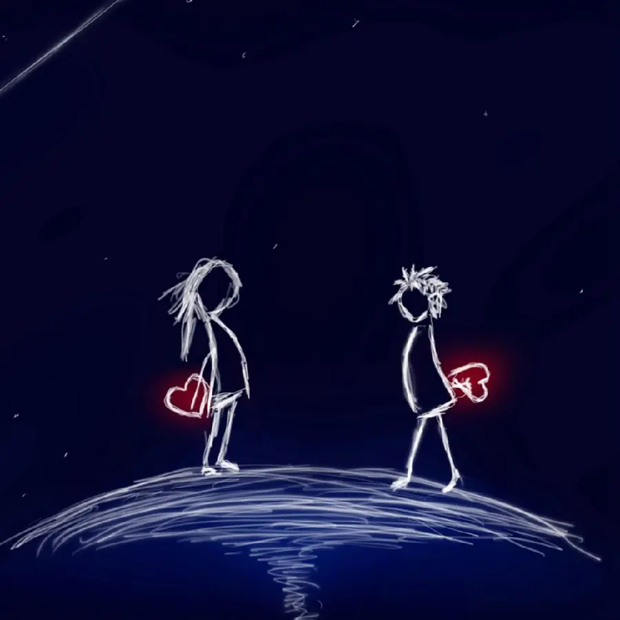 Dark digital photo with a design of lovers in HD quality