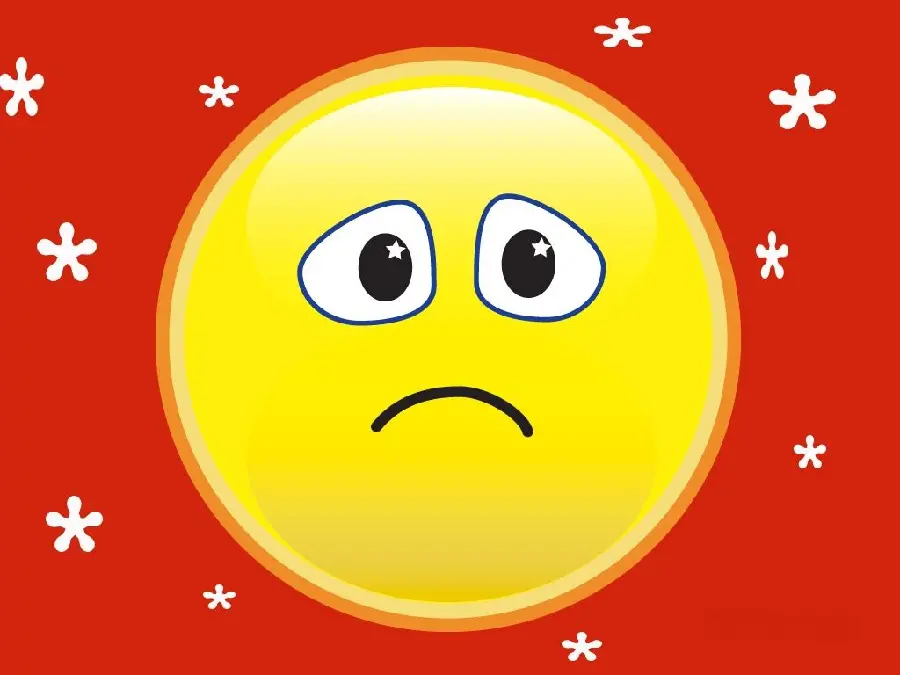 Great background of yellow and round sad emoji
