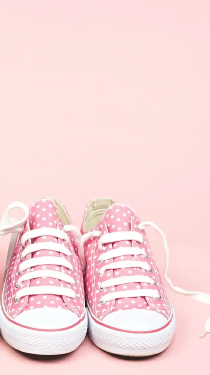 Spectacular wallpaper of pink polka dot shoes for mobile 