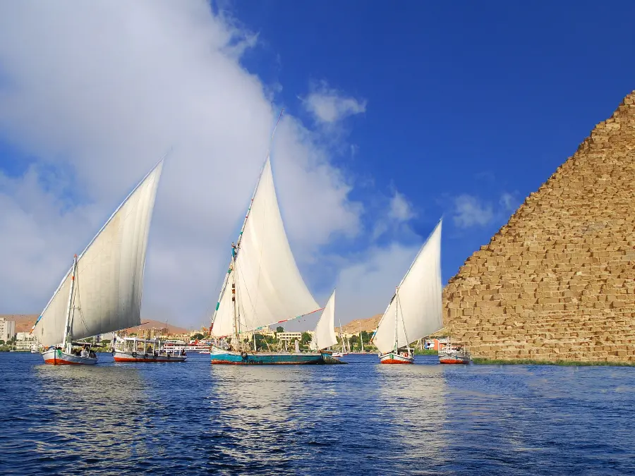 Unique stock photo of famous sailing boats on the Nile River