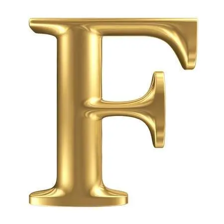 Luxurious and precious golden photo of the letter F in HD quality suitable for Windows