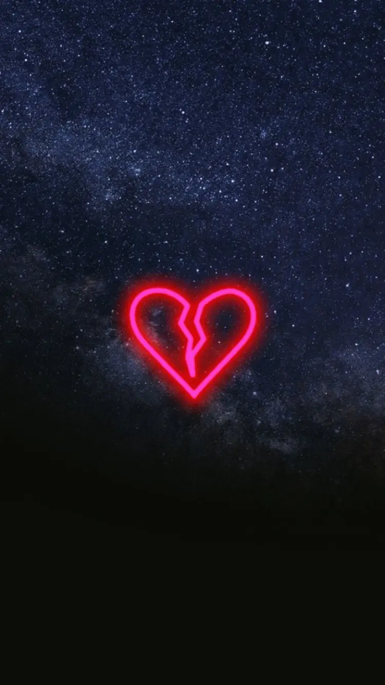 Beautiful girly wallpaper of the starry night with a broken heart emoji in excellent quality