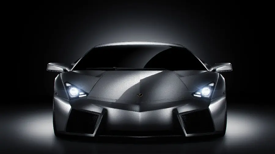 Download black energetic silver Lamborghini Runton background with bright lights