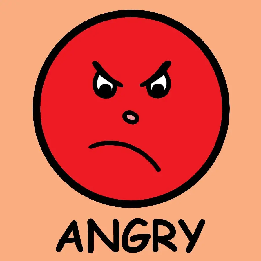 Funny and simple vector of angry emoji for children's drawing 