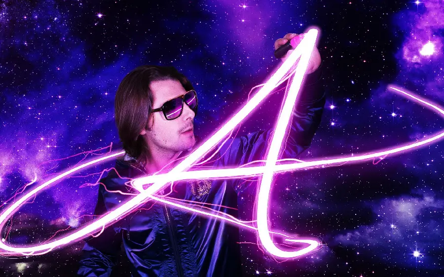 New boyish profile picture of the English letter A with a bright neon pink color