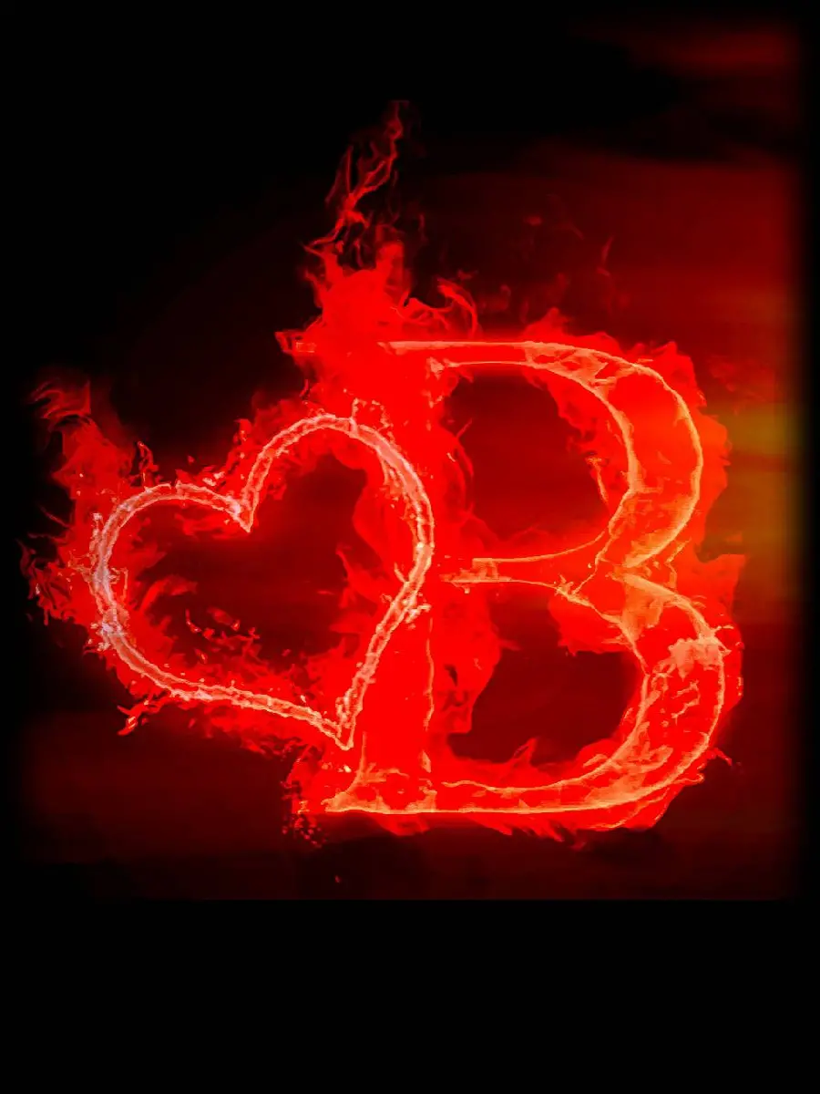 Download a beautiful profile picture of the fiery love theme of the English letter B