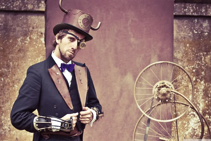 Free download of a classic photo of a gentleman model with an old English coat and hat
