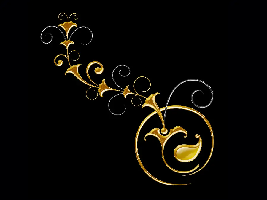 Simple golden flower stencil poster with a black background