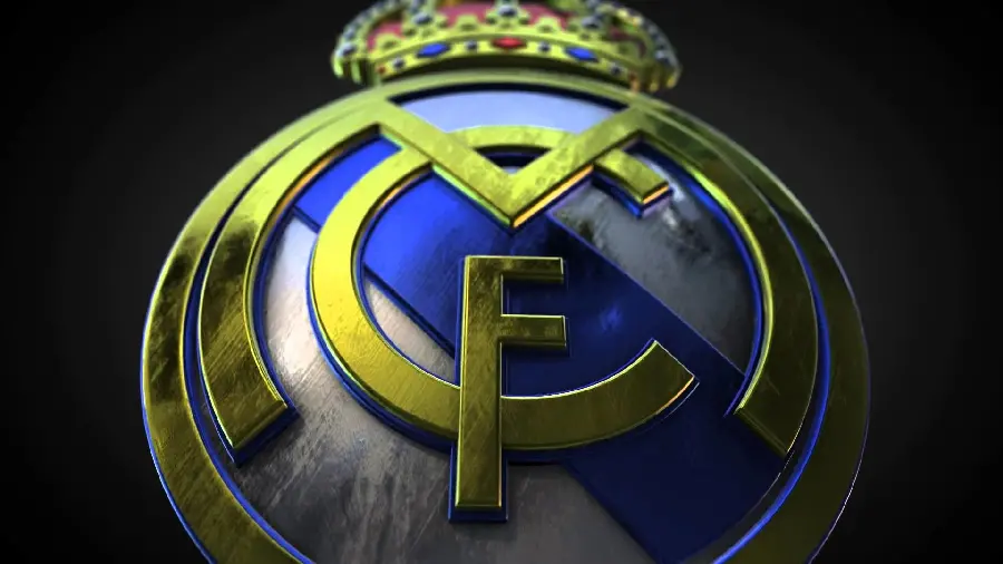 Download a full-color image of the Real Madrid team logo in vivid color