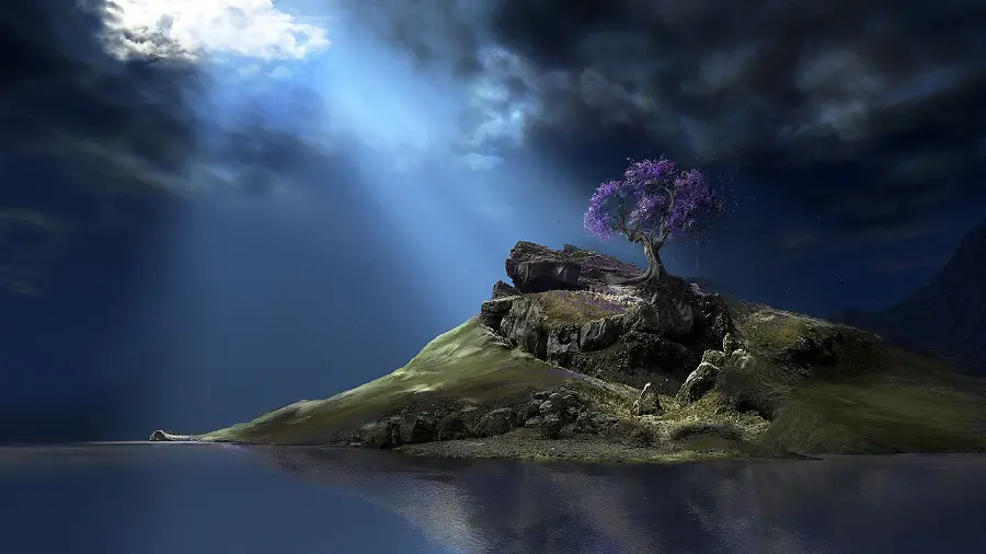 Spectacular and spectacular fantasy landscape image in the game