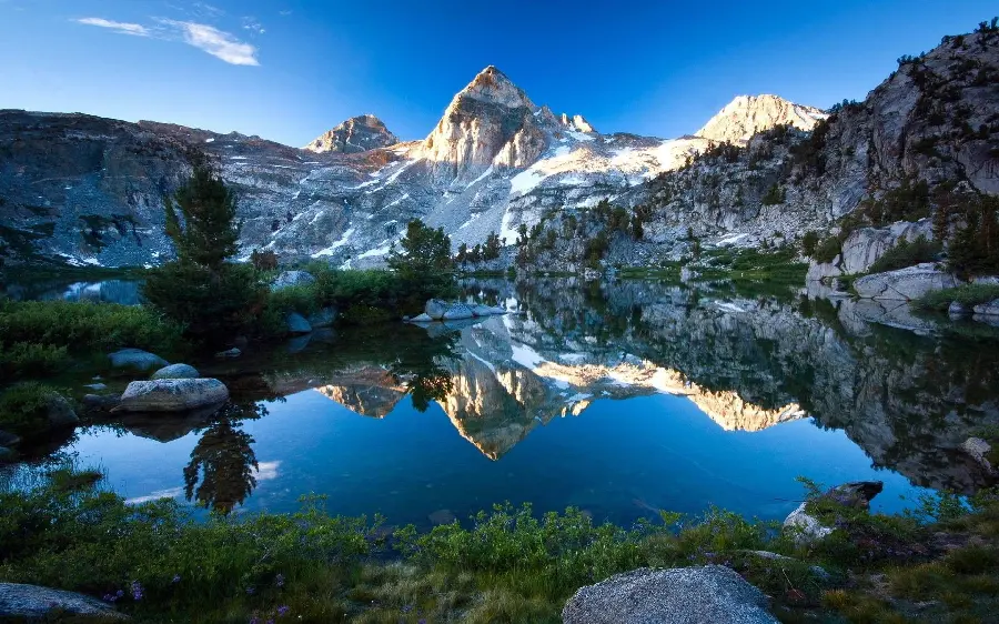 A very high-quality photo of eye-catching nature reflected in the water in Full HD quality 