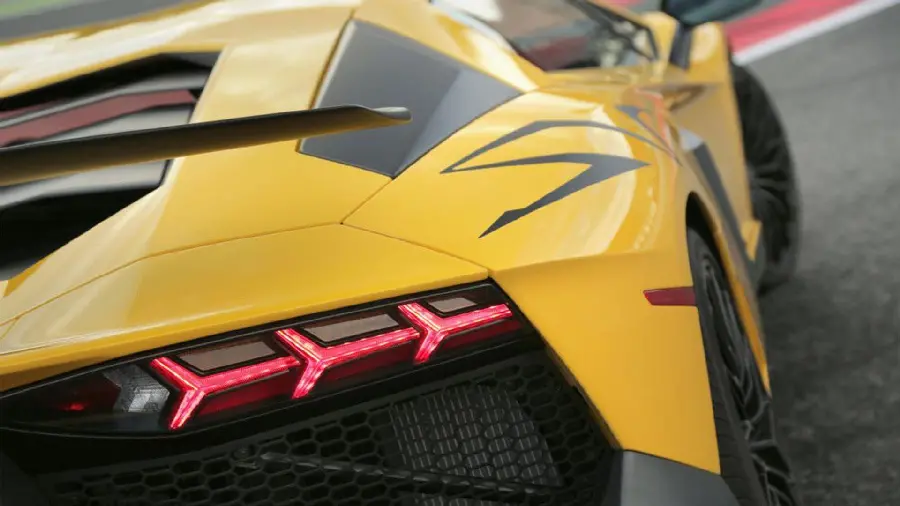 Amazing 8K View of Yellow Lamborghini Car Headlights from Back