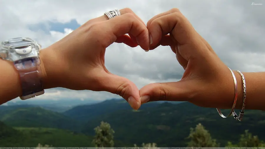 Beautiful and Romantic View of Heart with Hand in Impressive Nature in High Quality for Instagram 