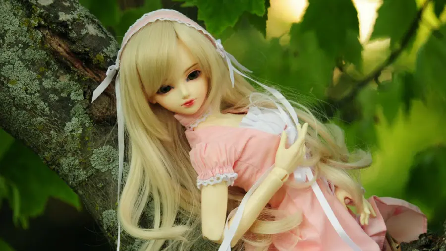 New image of a cute doll with golden hair and a pink shirt 