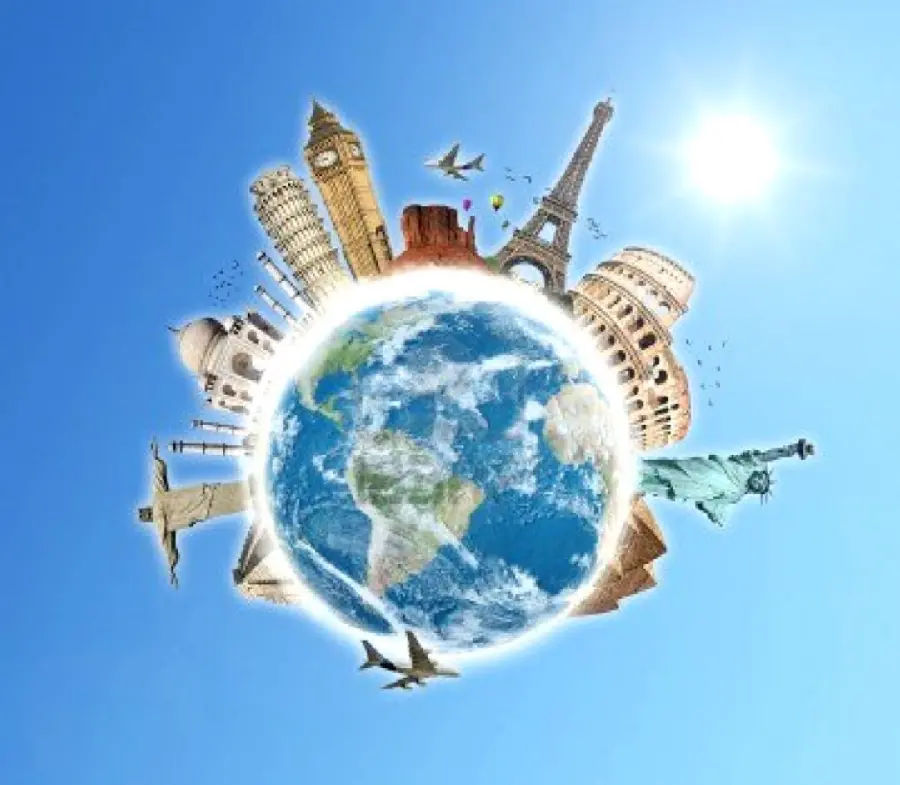 Layered image of a tourism tour advertisement for a poster and banner