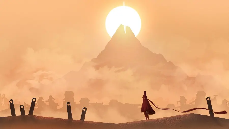 Beautiful wallpaper of the game landscape with a warm and gloomy theme for the laptop