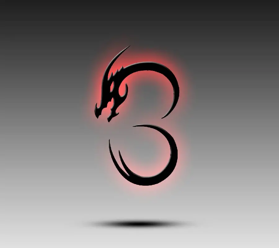 A spectacular view of the English letterBig B with red dragon design