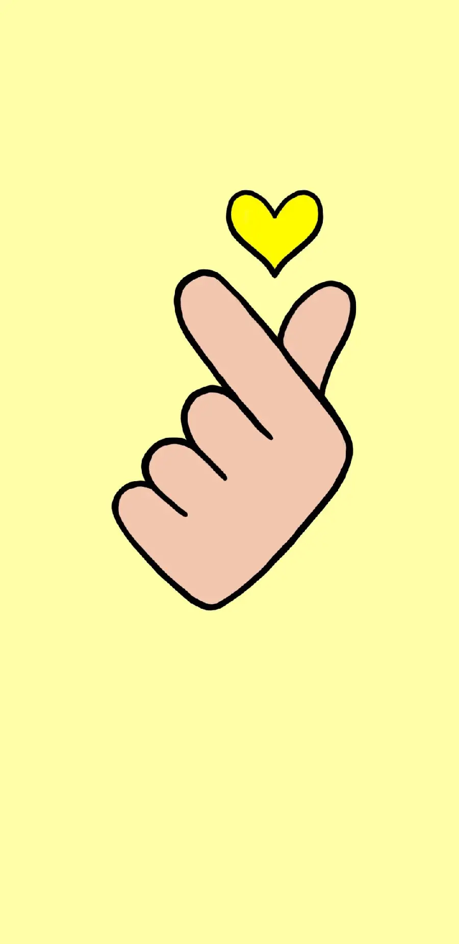 Cute graphic wallpaper heart with hand in yellow for iPhone and Android phone 