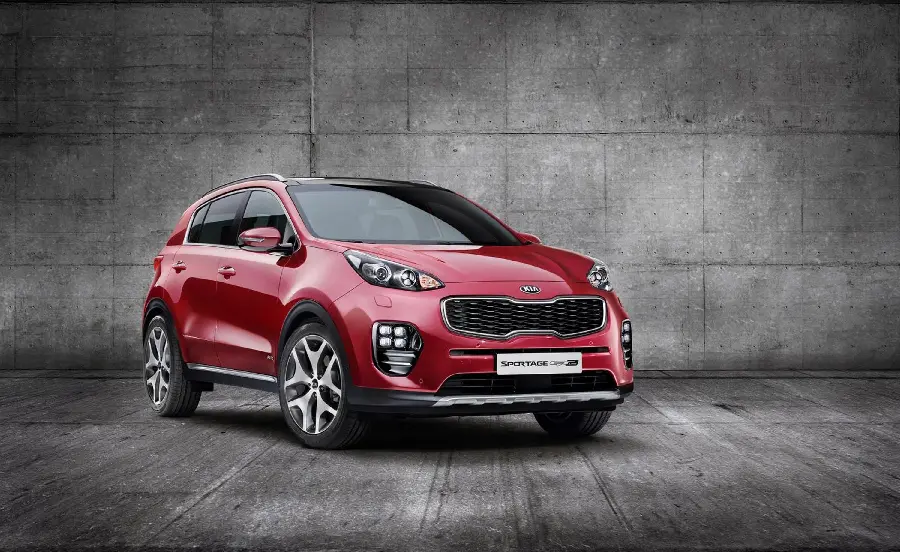 Beautiful view of Kia Sportage red SUV in HD quality 