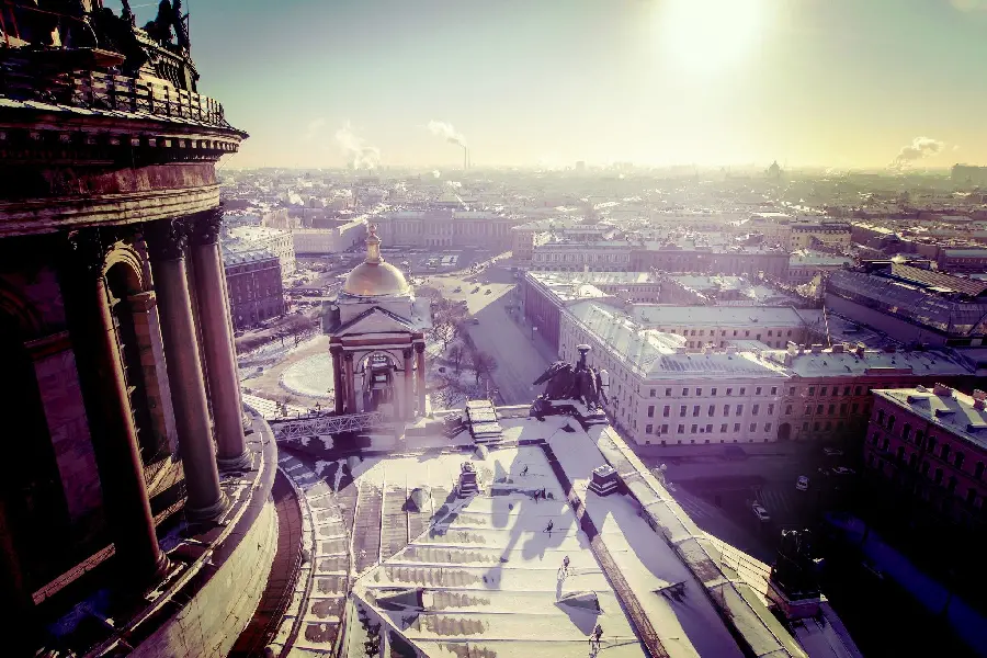 Stock photo of sunlight shining on the buildings of the city of St. Petersburg, Russia