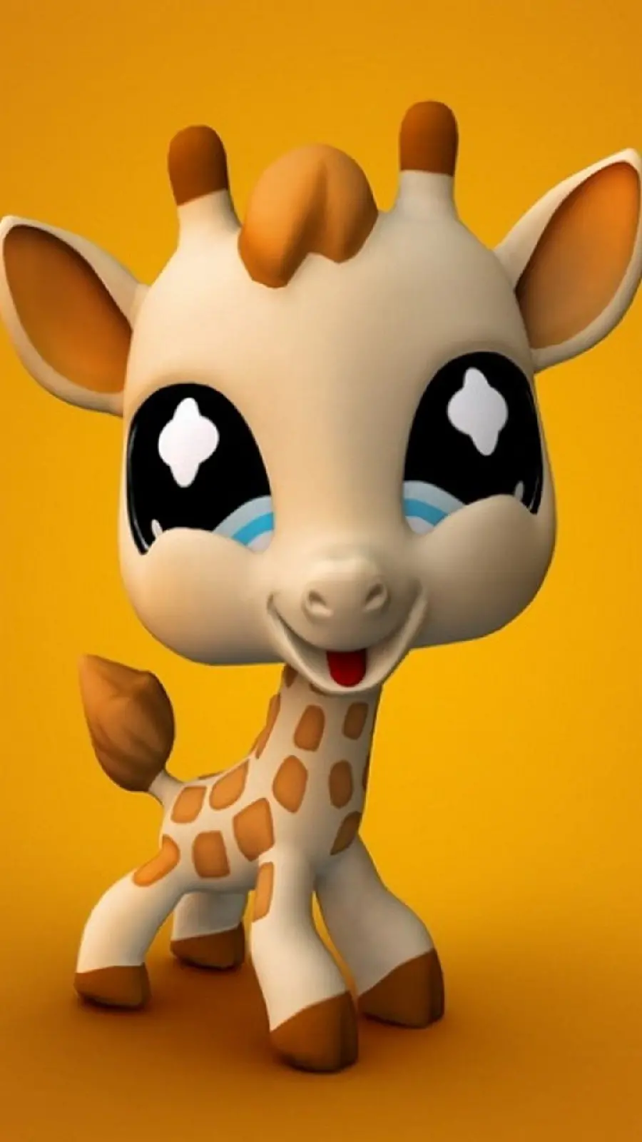 The most beautiful digital drawing of a cute little giraffe with beautiful eyes for mobile background