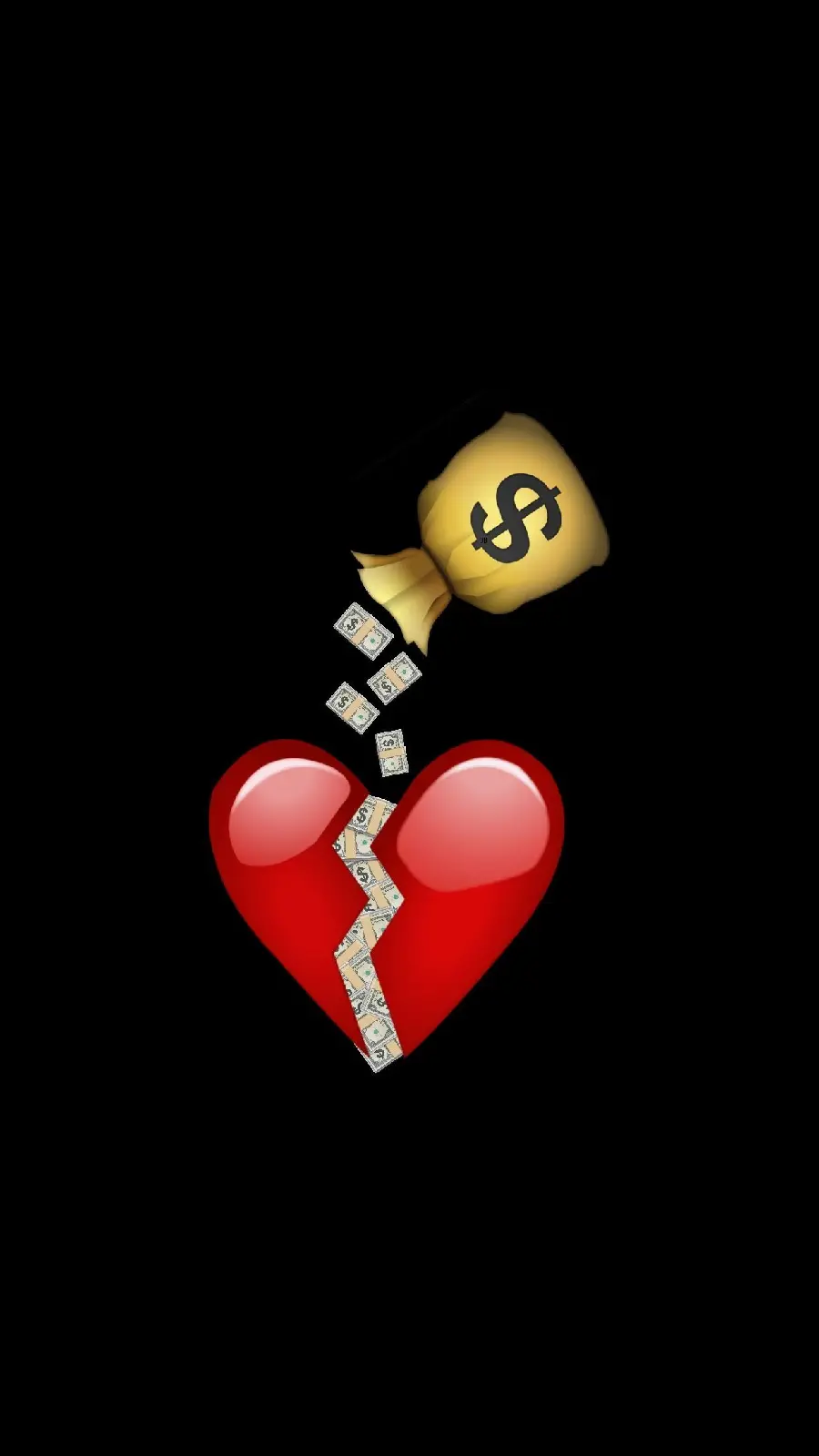 Interesting profile picture of broken heart filled with money emoji with HD quality