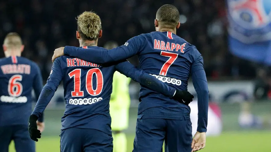 Download the beautiful background of Neymar and Mbappe and Intimacy between them