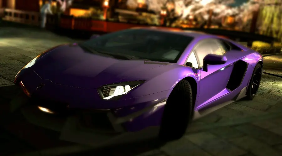 Free download of a beautiful purple Lamborghini car stock image from the front angle