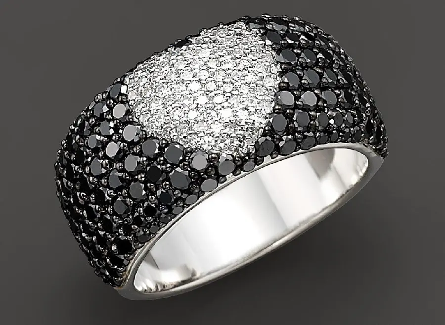 Fantasy photo of a thick ring with a heart-shaped diamond in the middle and small gems around it