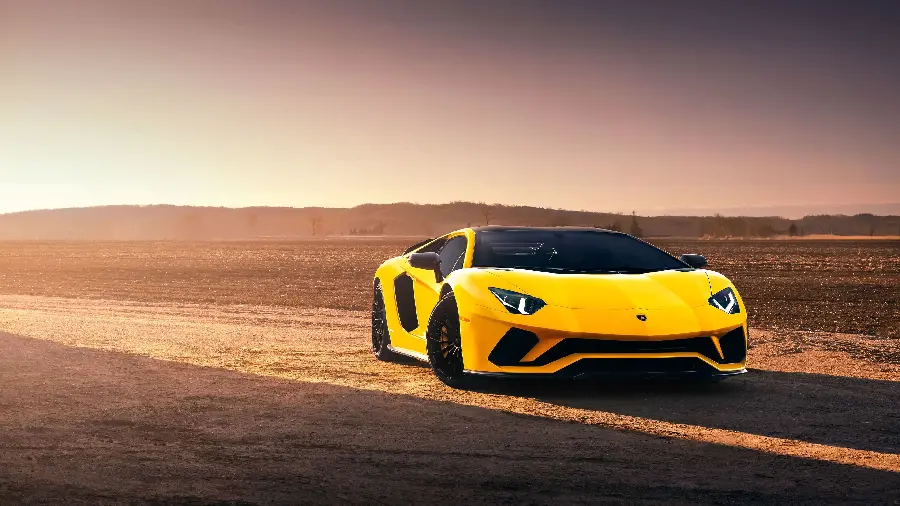 Unique digital photo of matte yellow Lamborghini in good quality