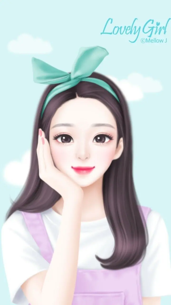 Background of a cute girl with black hair and a pink jumpsuit and a green turban