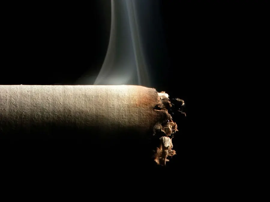 A high-quality background of a burnt and smoked cigarette and going out