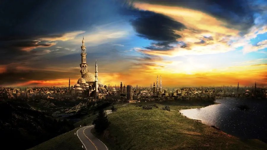 Free download of the amazing road leading to the old and big city