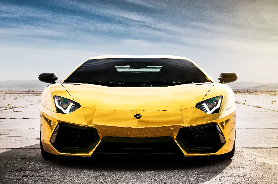 Full HD Front View of a Golden Lamborghini Car Exclusively for Instagram 