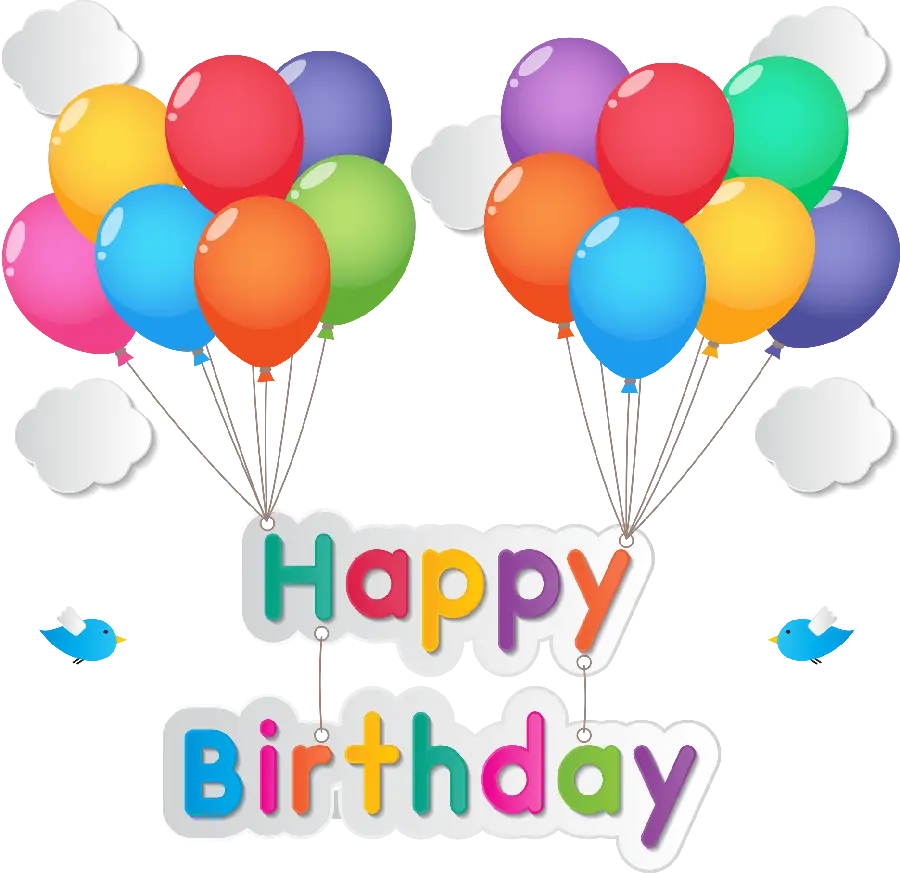 Full Download WhatsApp Sticker with English Happy Birthday Caption and Balloon Design